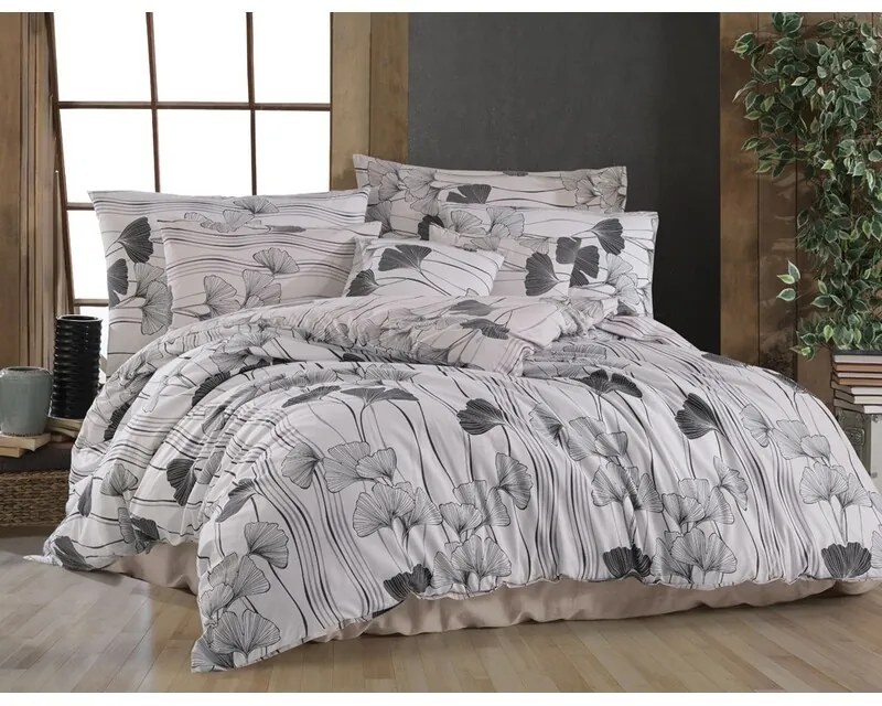 BedTex Lenjerie de pat din bumbac Ginko albă, 140x 200 cm, 70 x 90 cm