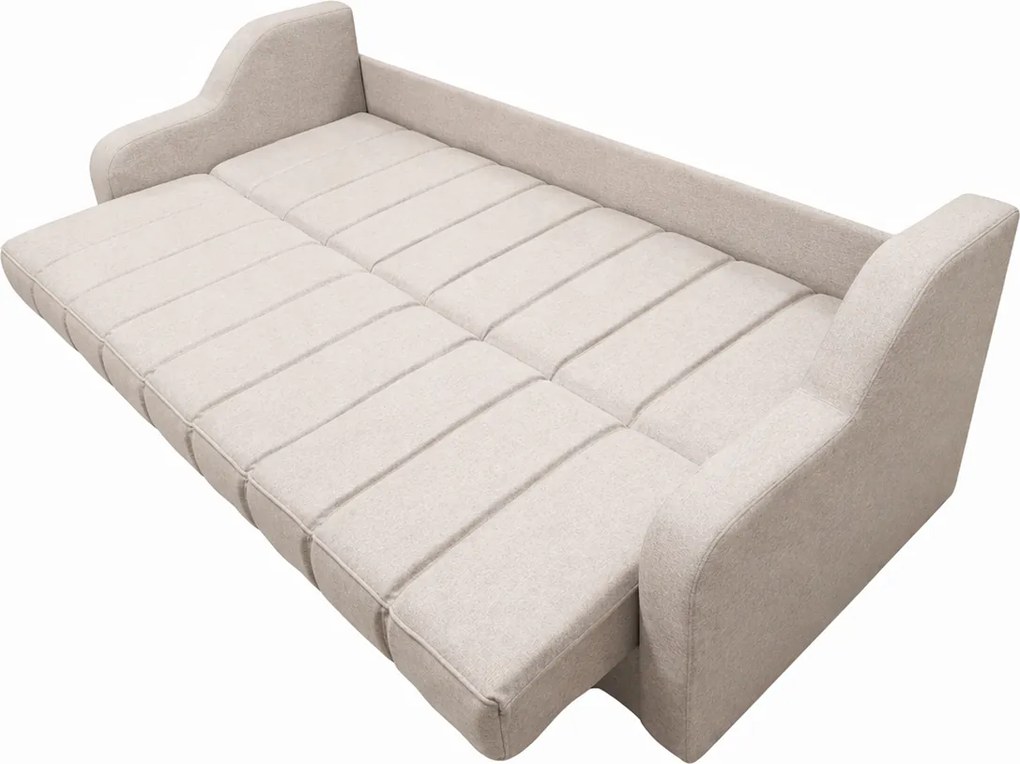 Canapea ALEX extensibila, 3 locuri, cu lada de depozitare, stofa bej, 220x90x90 Bej