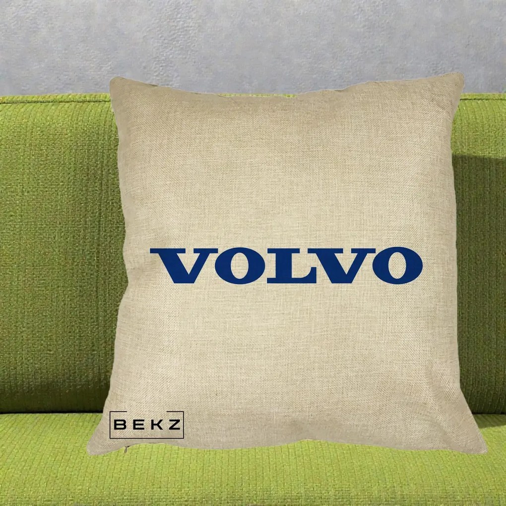 Perna Personalizata cu emblema Volvo, 40x40 cm, Crem, Husa Detasabila, Perna Inclusa, BEKZ®