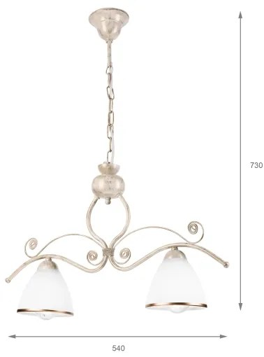 Lustră pe lanț RETRO 2xE27/60W/230V auriu/matină