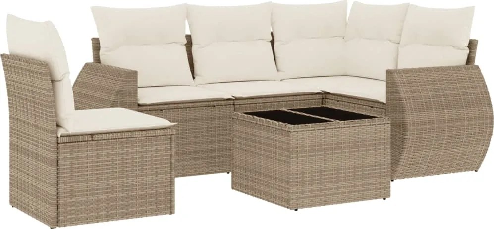 vidaXL Set canapele de grădină cu perne, 6 piese, bej, poliratan