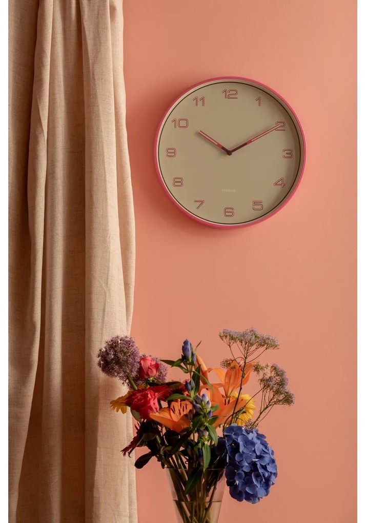 Karlsson 6013BP ceas de perete design roz, diametru 40 cm