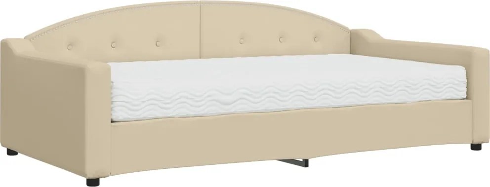 vidaXL Pat de zi cu saltea, crem, 100x200 cm, textil