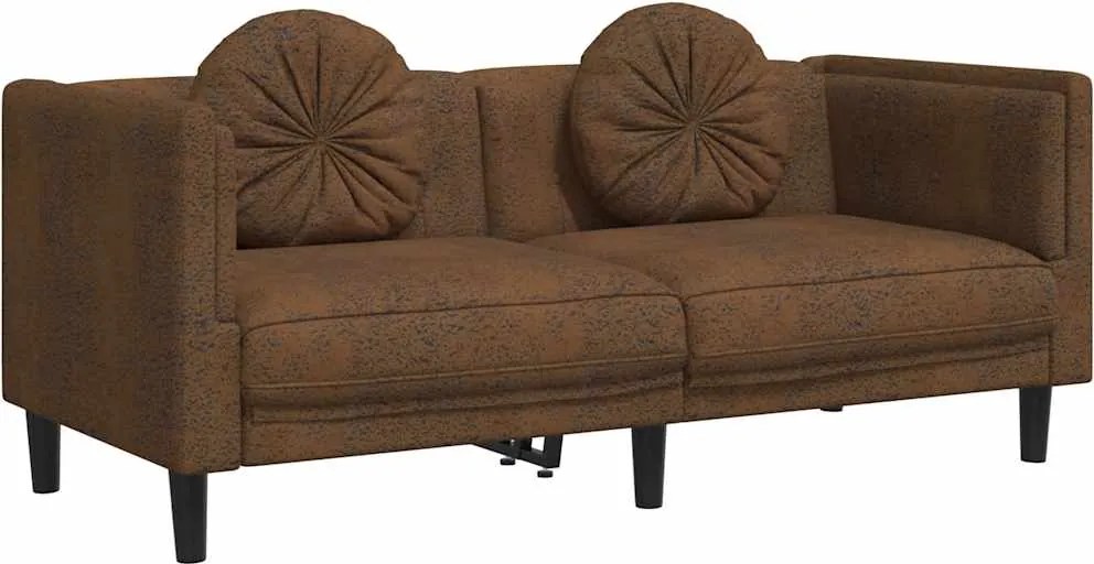 vidaXL Canapea cu perne, 2 locuri, maro, piele întoarsă ecologică