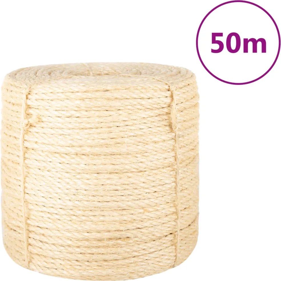 vidaXL Frânghie, 50 m, sisal 100%, 6 mm