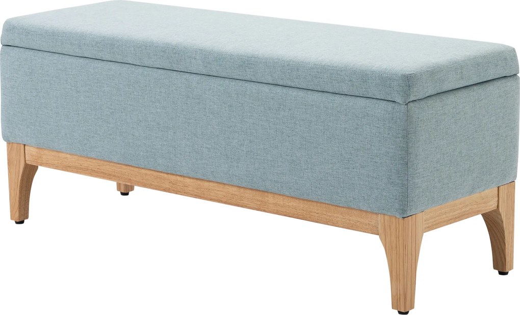 Banca de Depozitare HOMCOM din Tesatura cu Efect In si Lemn pentru Hol, 110x39x45lcm, Albastru deschis | Aosom Romania