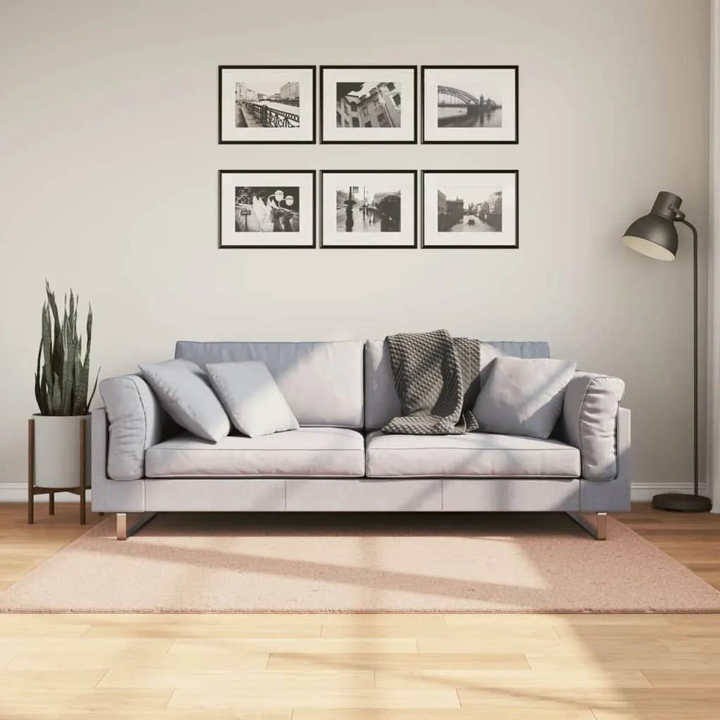 vidaXL Covor HUARTE, fir scurt, moale și lavabil, roz pudră, 120x170cm