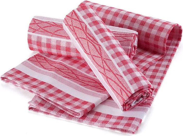 decoDoma Prosoape de bucătărie din bumbac jacquard roșu 50 x 70 cm 3 buc