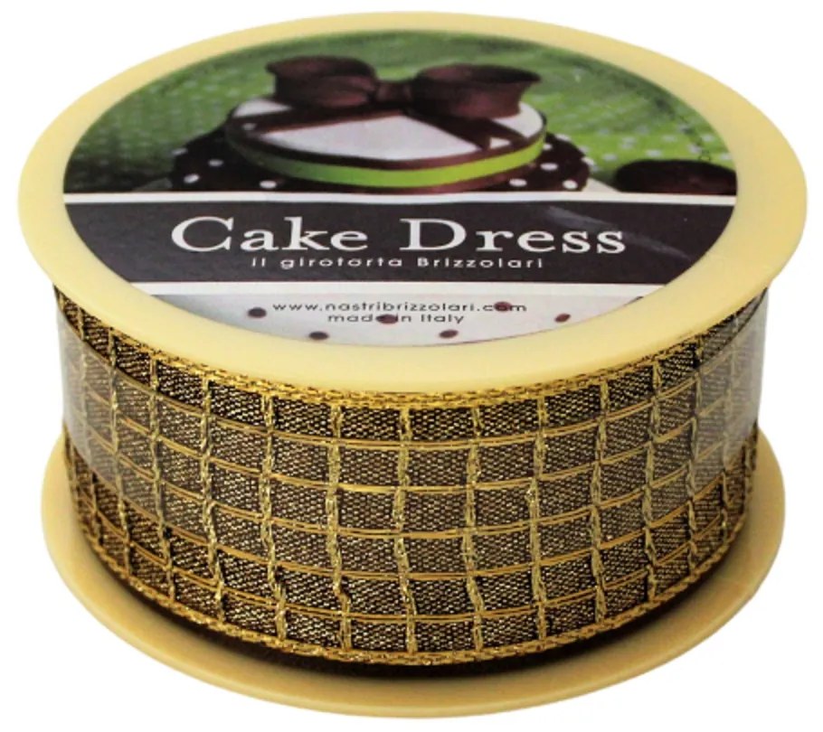 Bandă decorativă textilă Cake Dress, pentru torturi și prăjituri, 4.5cm x 10m, Gold, maron