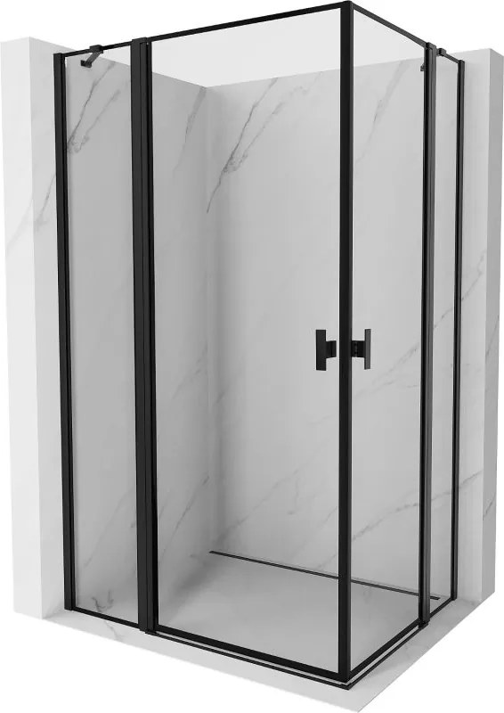 Mexen Mist Duo cabină de duș cu uși batante 90 x 70 cm, cadru negru, negru - 8A4-090L-070P-70-70