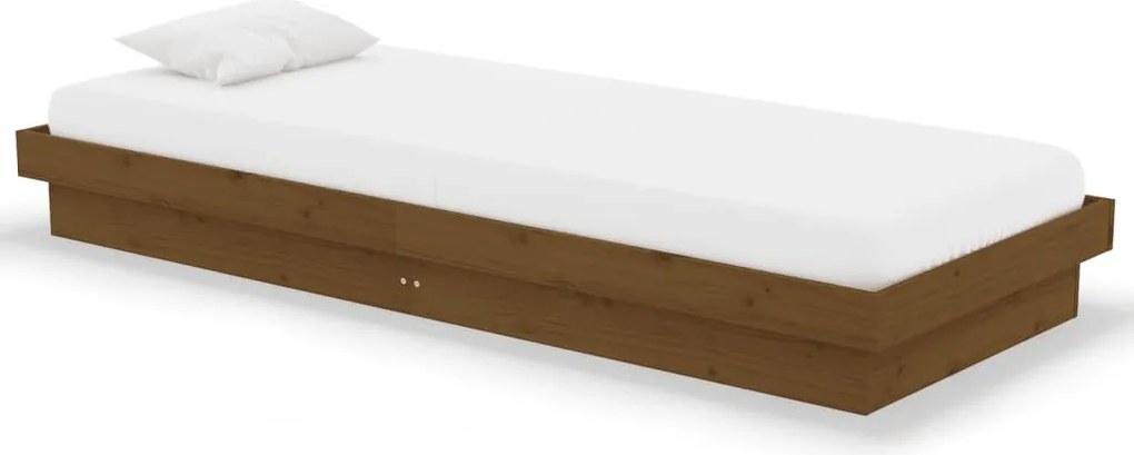 vidaXL Cadru de pat mic single, maro miere, 75x190 cm, lemn masiv