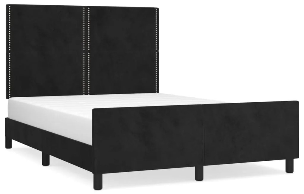 3125698 vidaXL Cadru de pat cu tăblie, negru, 140x200 cm, catifea