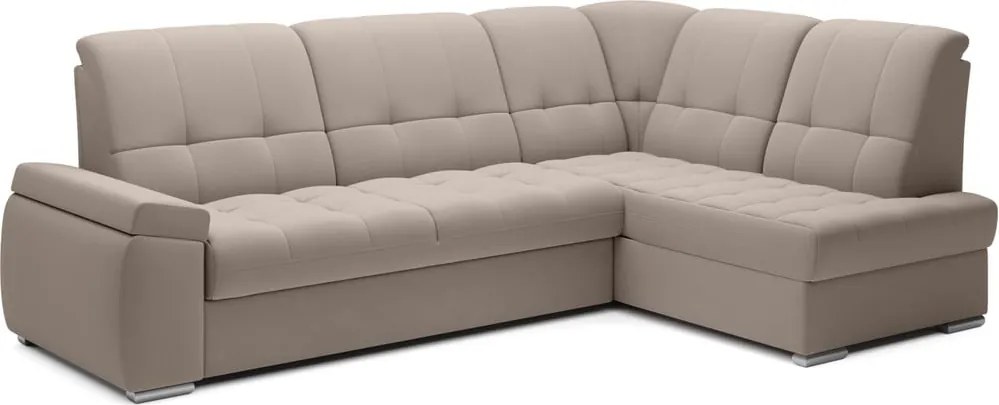 Colțar bej extensibil/cu spațiu de depozitare cu tapițerie din catifea (cu colț pe partea dreaptă/în formă de ”L”) Sado – ELTAP