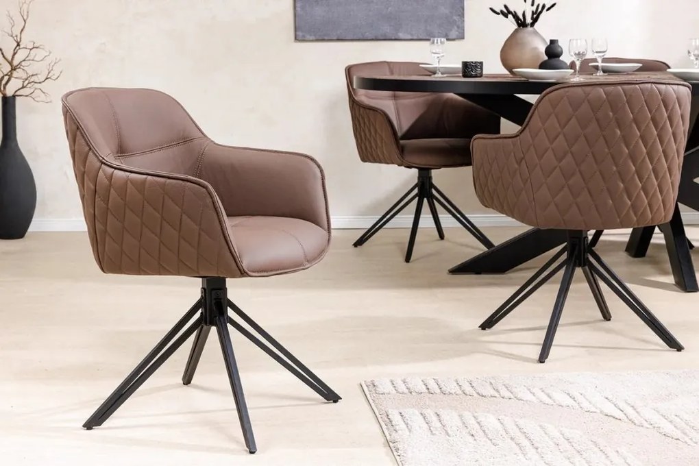 Set 2 scaune Pivotante, Piele Naturala, Maro, Euphoria