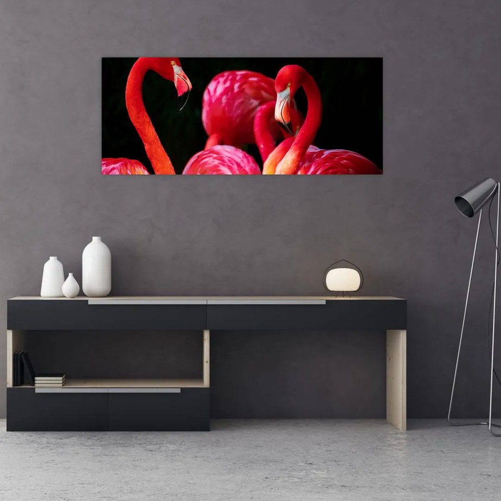 Tablou cu flamengo roșii (120x50 cm)