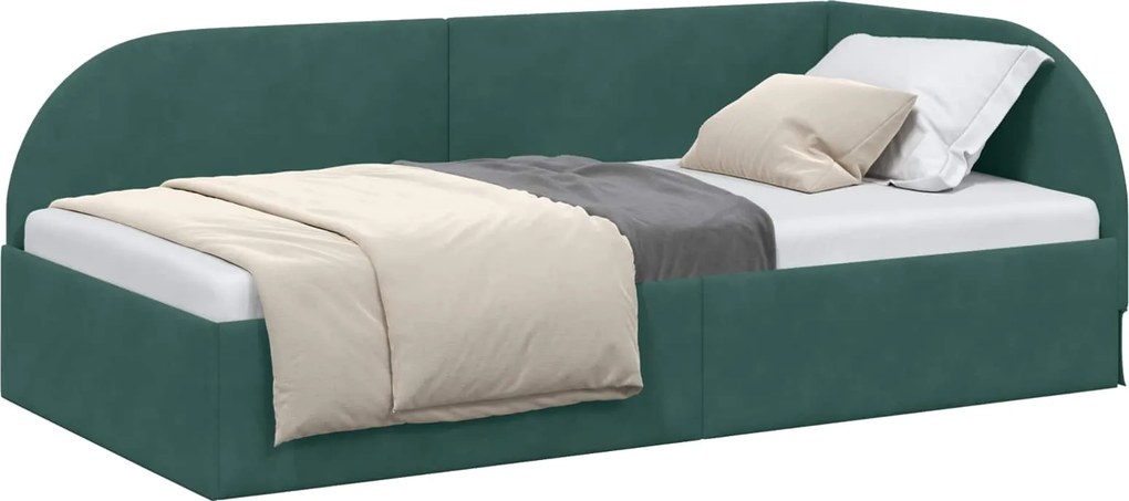 vidaXL Cadru de pat colțar Verde închis 80 cm x 200 cm Catifea