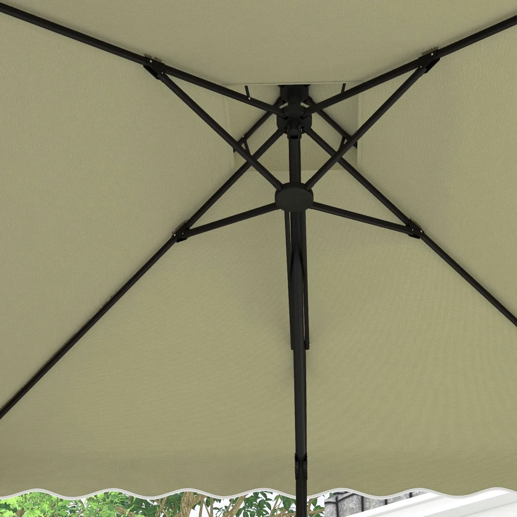 Outsunny Umbrelă Suspendată cu Copertină Dublă, Deschidere cu Manivelă, Bază în Cruce şi Falduri, 2.5x2.5 m, Bej | Aosom Romania
