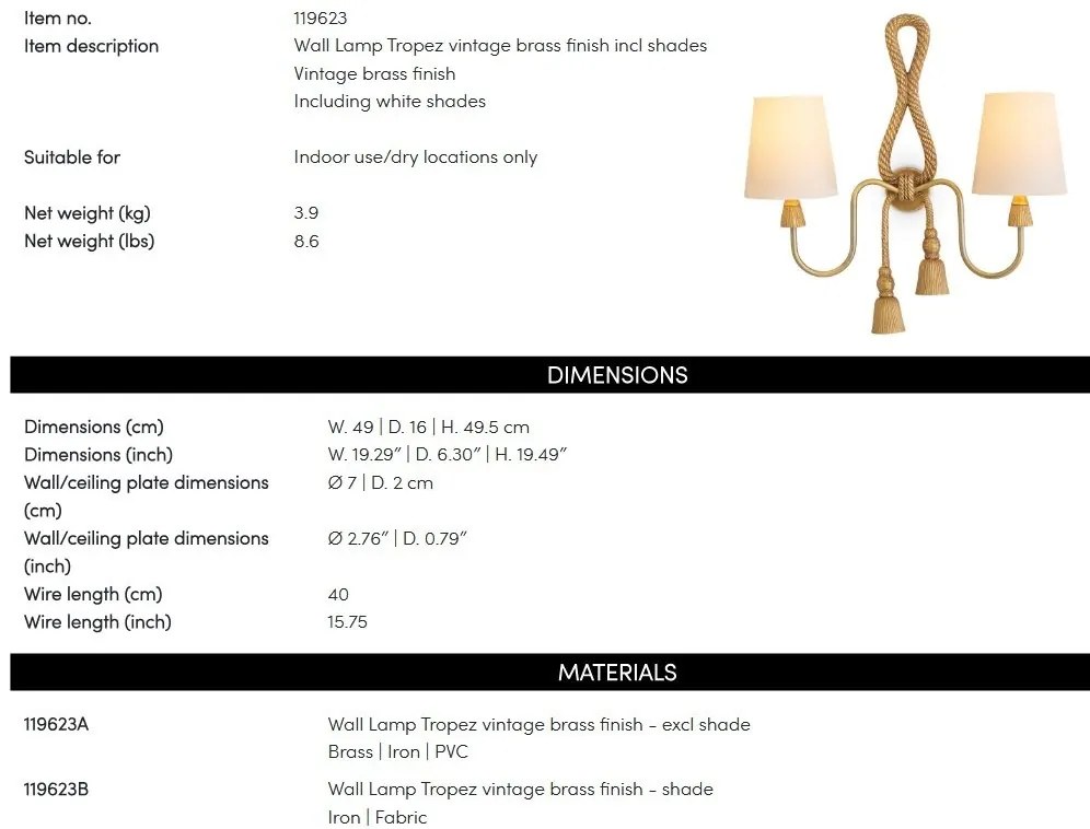 Aplica de perete LUX Tropez