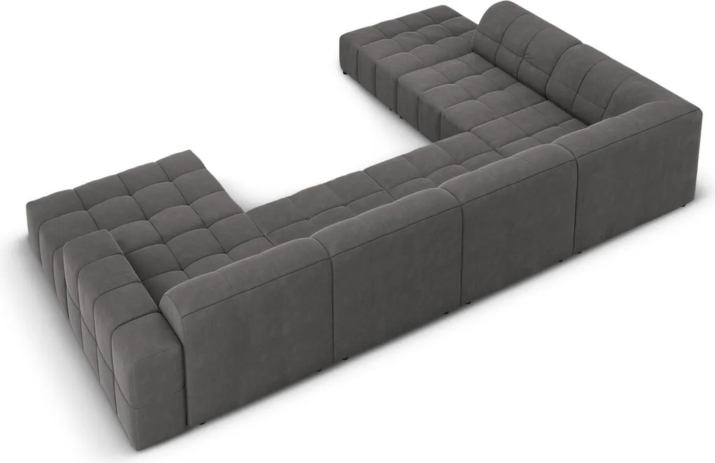 Coltar panoramic stanga 7 locuri, Jennifer-51, Micadoni Home, 364x262x70 cm, catifea, gri