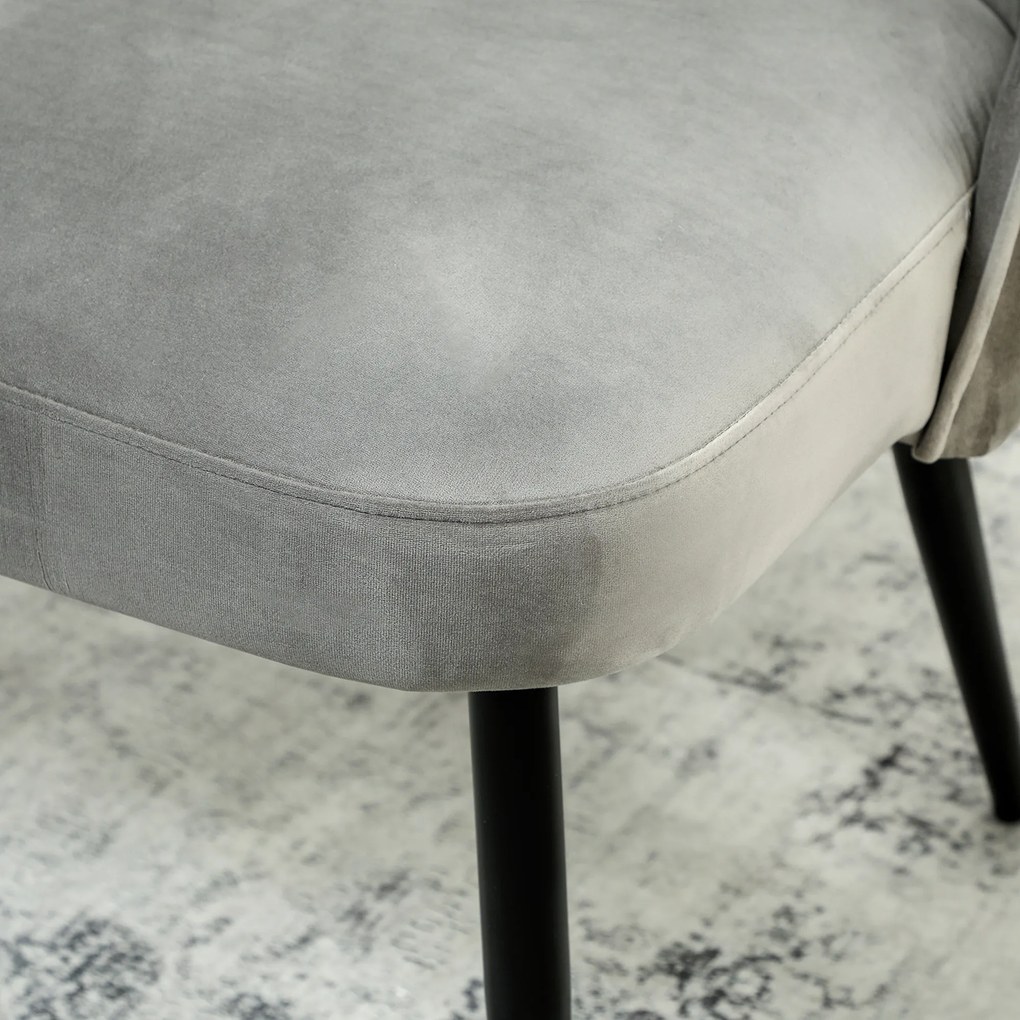 HOMCOM Canapea 2 locuri, canapea modernă tapițată cu cadru din metal și lemn, tapițerie cu aspect de catifea, Gri | Aosom Romania