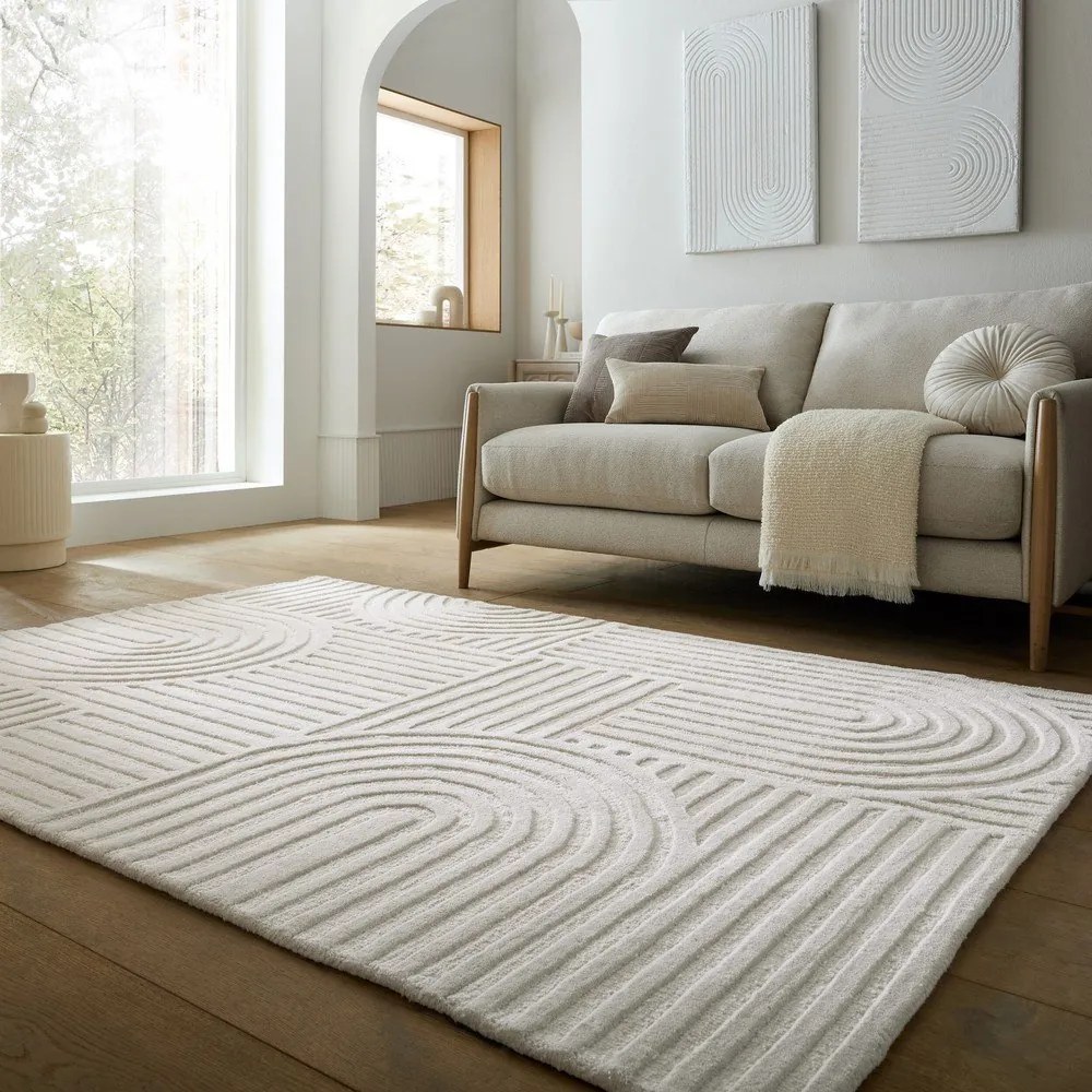 Covor fildeș țesut manual din lână 200x290 cm Zen Garden – Flair Rugs