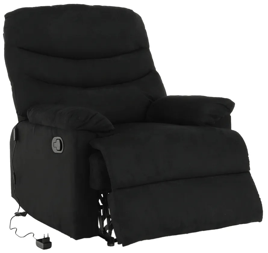 Fotoliu reglabil masaj, material textil catifea negru, LAMBERT