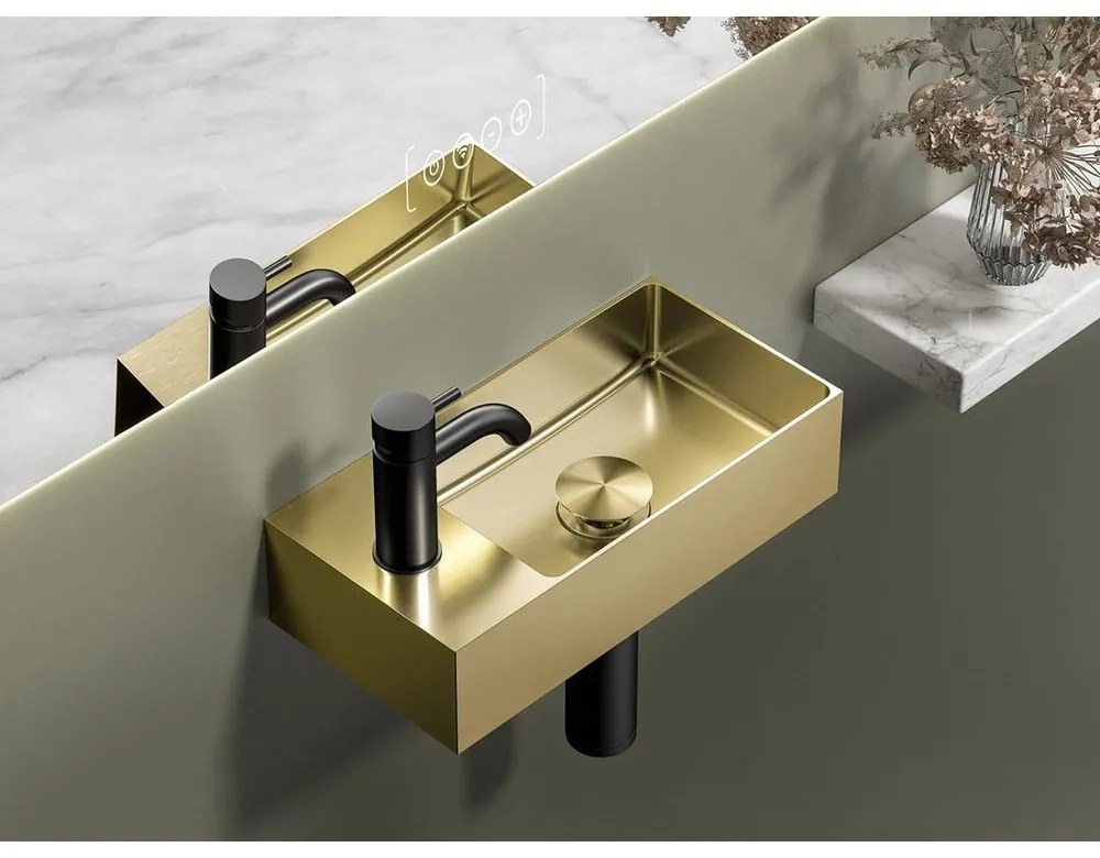 Chiuvetă mică pentru WC aurie din oțel inoxidabil 36,5x18 cm Aurum – Sapho