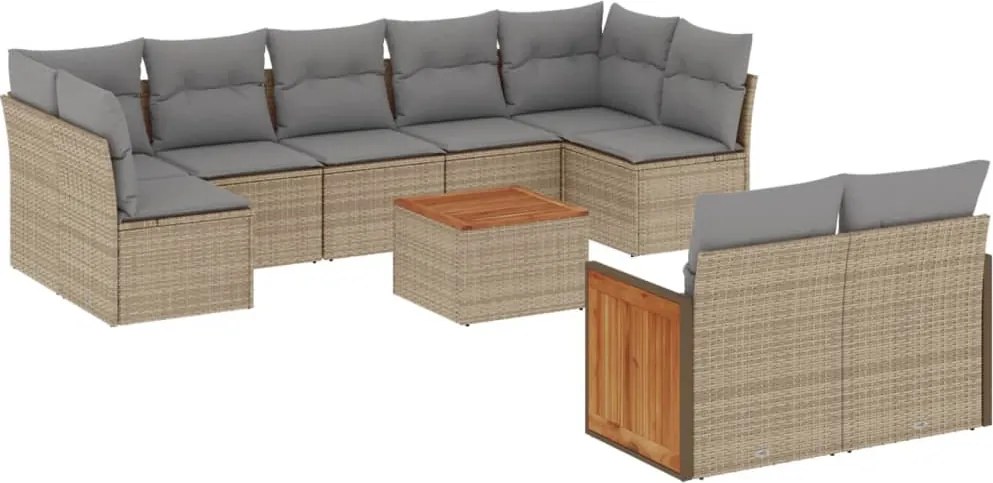 vidaXL Set canapele de grădină cu perne, 10 piese, bej, poliratan