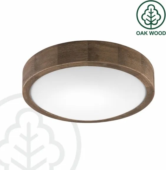 BRILAGI LED RGBW — plafonieră LED dimerizabilă CARVALHO SLIM 1xE27/12W/230V Wi‑Fi, stejar, Ø 27 cm