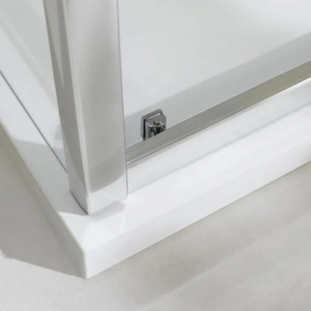 Cabină de duș asimetrică Triton cu ușă batantă și înveliș Easy Clean fără cădiță de duș
