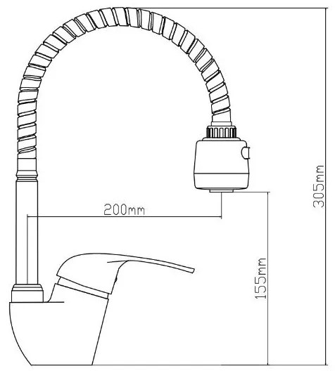 Baterie Bucatarie Q-10 Sanq, pipa flexibila, Argintiu, cartus discuri ceramice D 40 mm