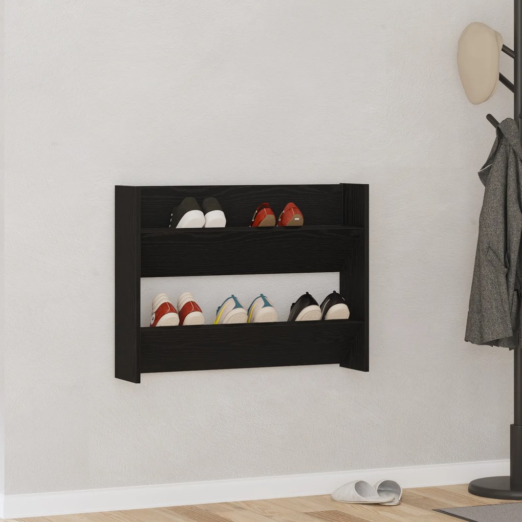 vidaXL Dulapuri pentru pantofi de perete Stejar negru 60 x 18 x 60 cm