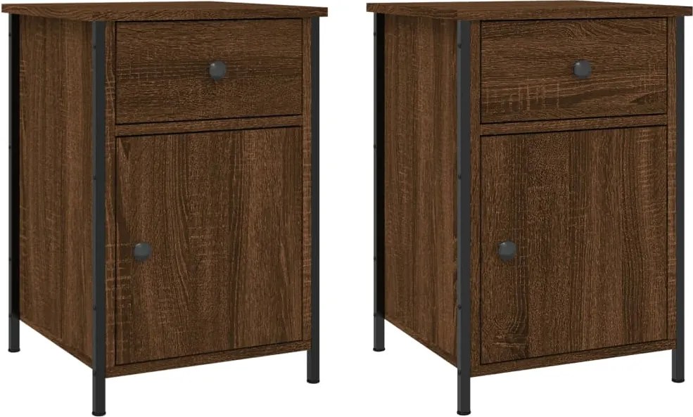 vidaXL Noptiere, 2 buc., stejar maro, 40x42x60 cm, lemn prelucrat