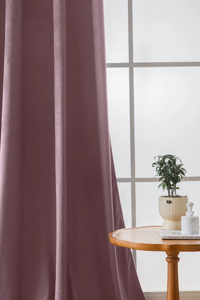 Draperie opaca VELVET mov deschis 140x250 cm Agatat: Inele metalice