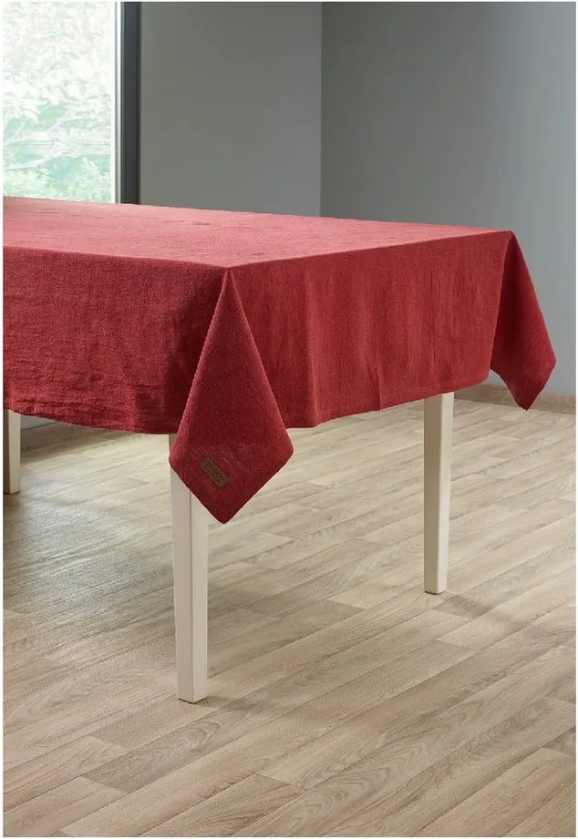 Față de masă cu adaos de in Tiseco Home Studio, 135 x 240 cm, roșu vișiniu
