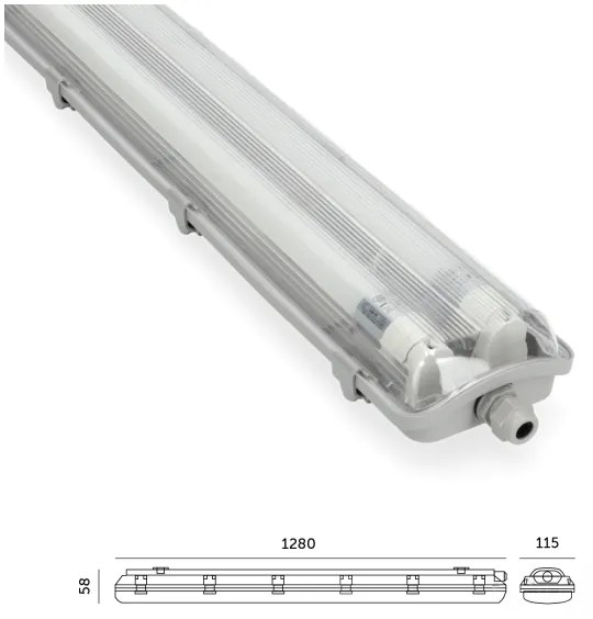 Corp de iluminat LED fluorescent industrial T8 2xG13/18W/230V 6500K IP65