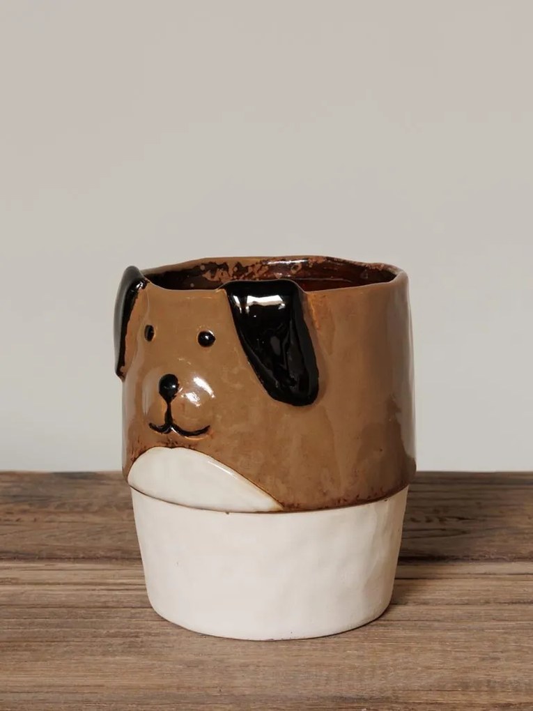 Ghiveci decorativ din ceramica, în formă de câine