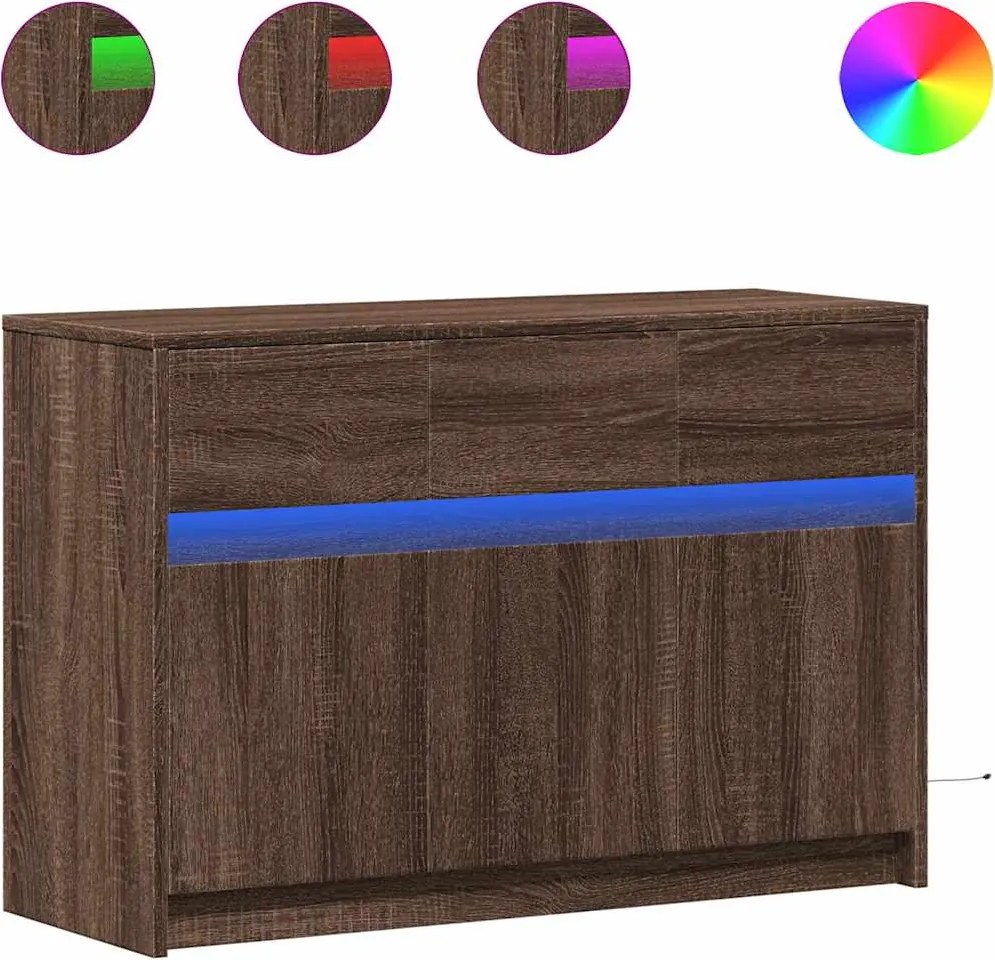 vidaXL Dulap TV cu LED, stejar maro, 91x34x61 cm, lemn prelucrat