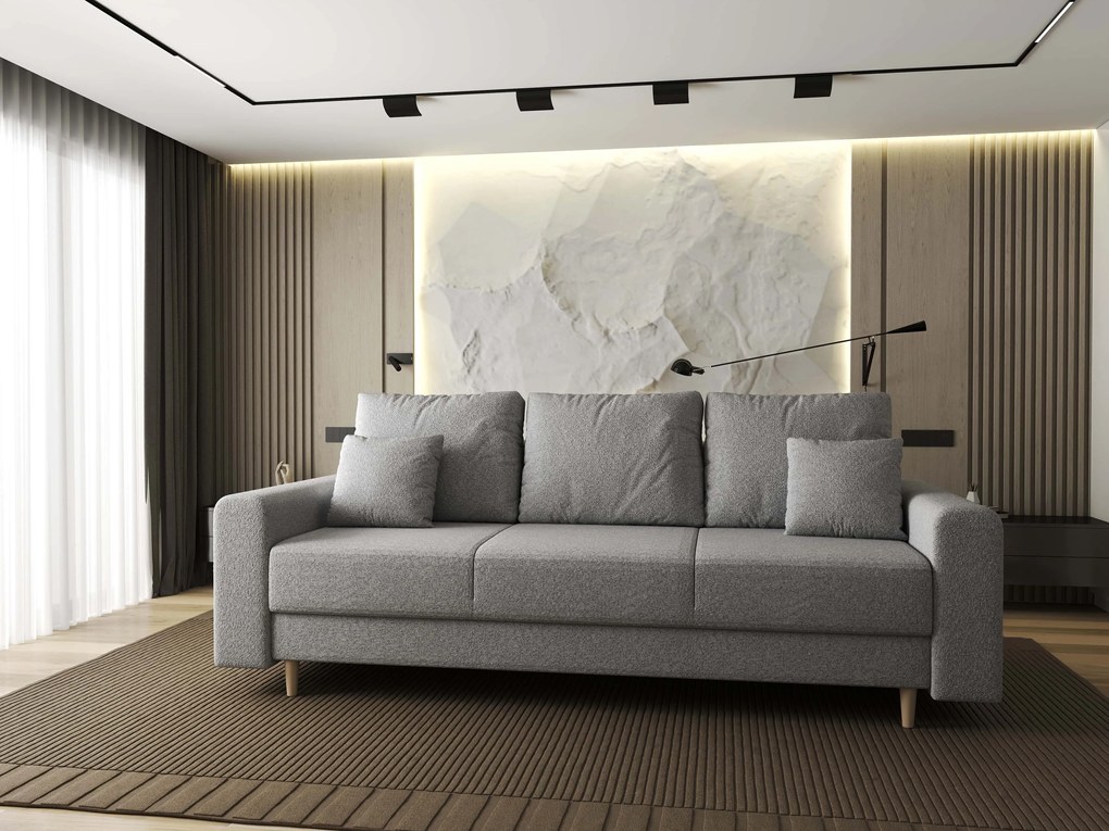 Canapea extensibilă dumonde cu ladă de depozitare si sezut confortabil din spuma high-density, Kronos Euphoria Dove 210x100 cm