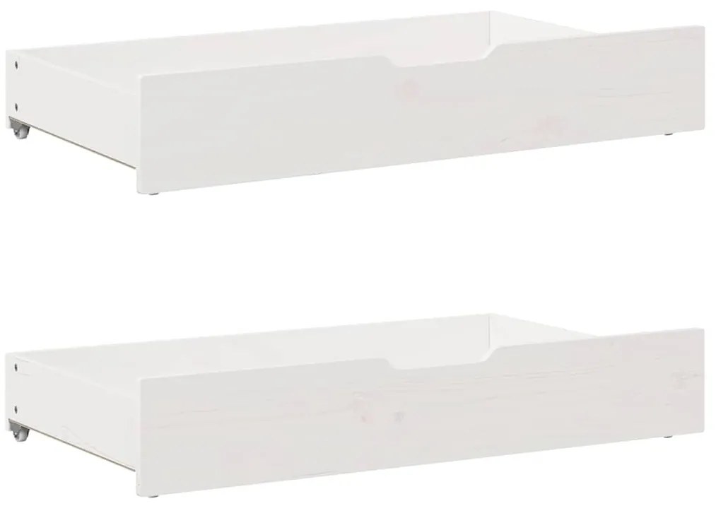vidaXL Sertare de pat, 2 buc., 90x55x17 cm, alb, lemn masiv de pin