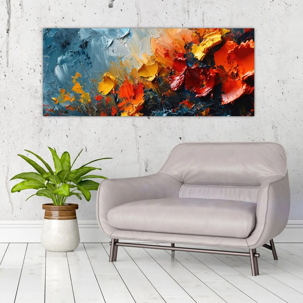 Tablou - Pictură abstractă de flori III. (120x50 cm)