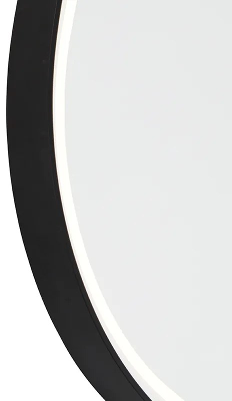 Oglindă de baie neagră cu LED, cu dimmer în 3 trepte cu atingere ovală - Miral