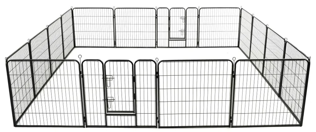 Tarc pentru caini, 16 panouri, otel, 80 x 80 cm, negru 80 x 80 cm, 16 panouri
