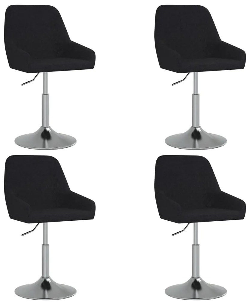 3085142 vidaXL Scaune de bucătărie pivotante, 4 buc., negru, material textil