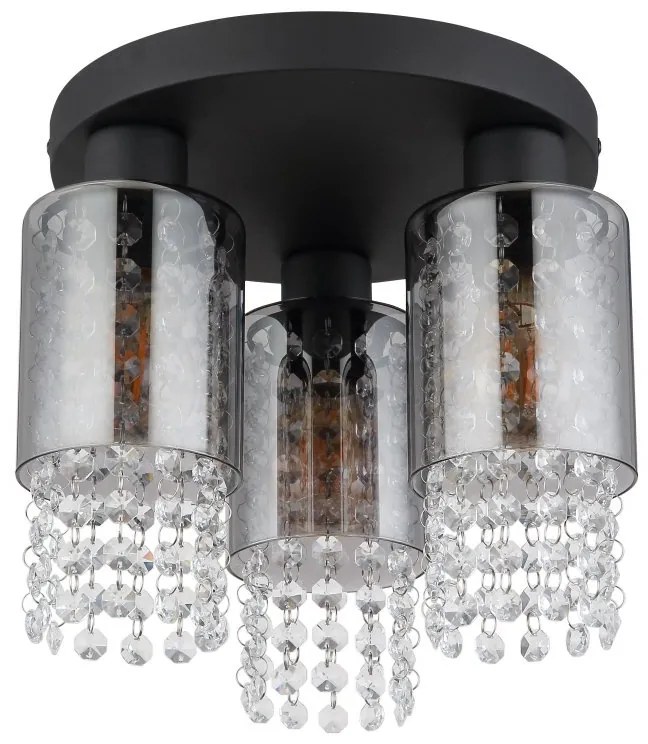 Plafoniera 3L design modern Backey negru, fumuriu