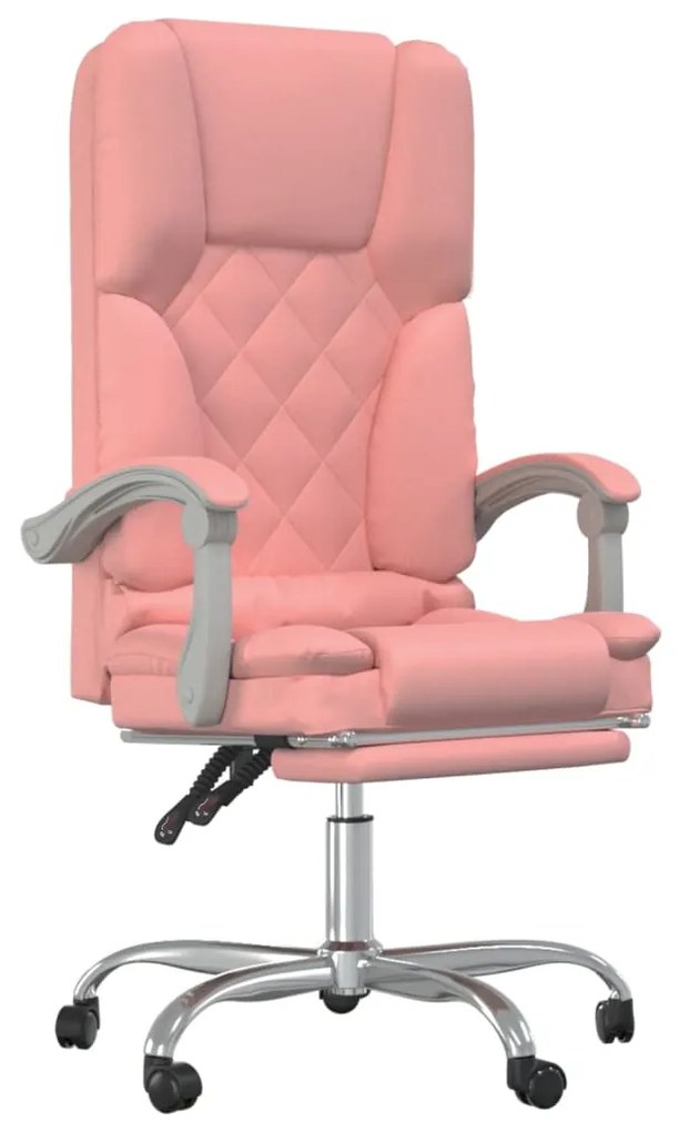 vidaXL Fotoliu de birou rabatabil cu masaj, roz, piele ecologică