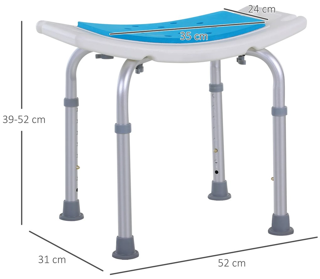 Scaun dus HOMCOM, aluminiu, antiderapant, inaltime reglabila | Aosom Romania