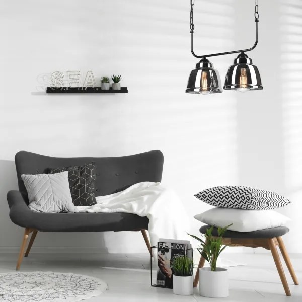 Lustră pe lanț MARIO 2xE27/60W/230V crom