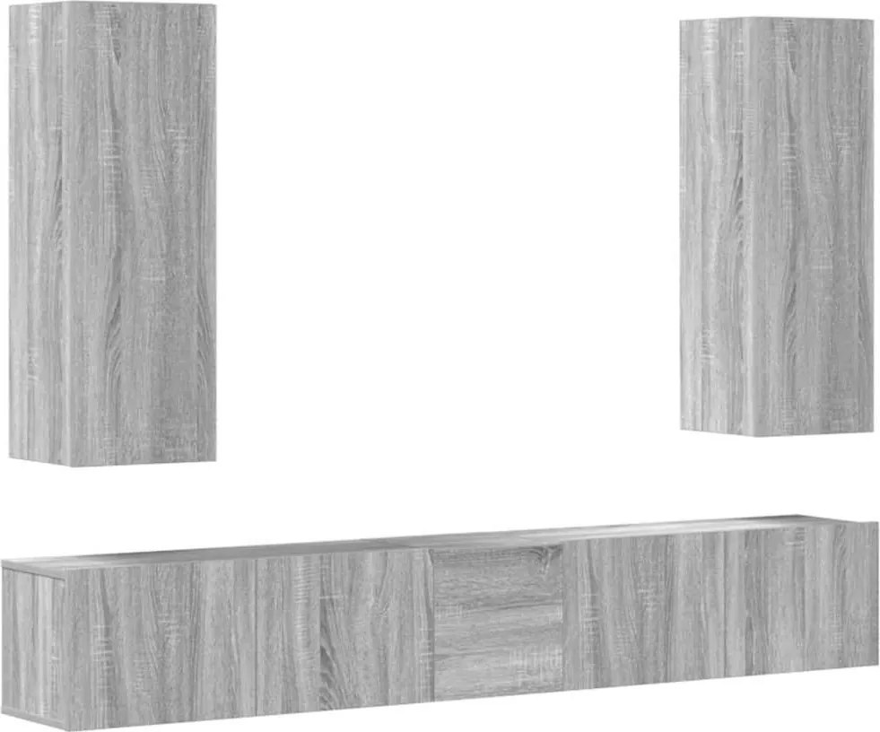 vidaXL Set dulapuri TV, 5 piese, gri sonoma, lemn prelucrat