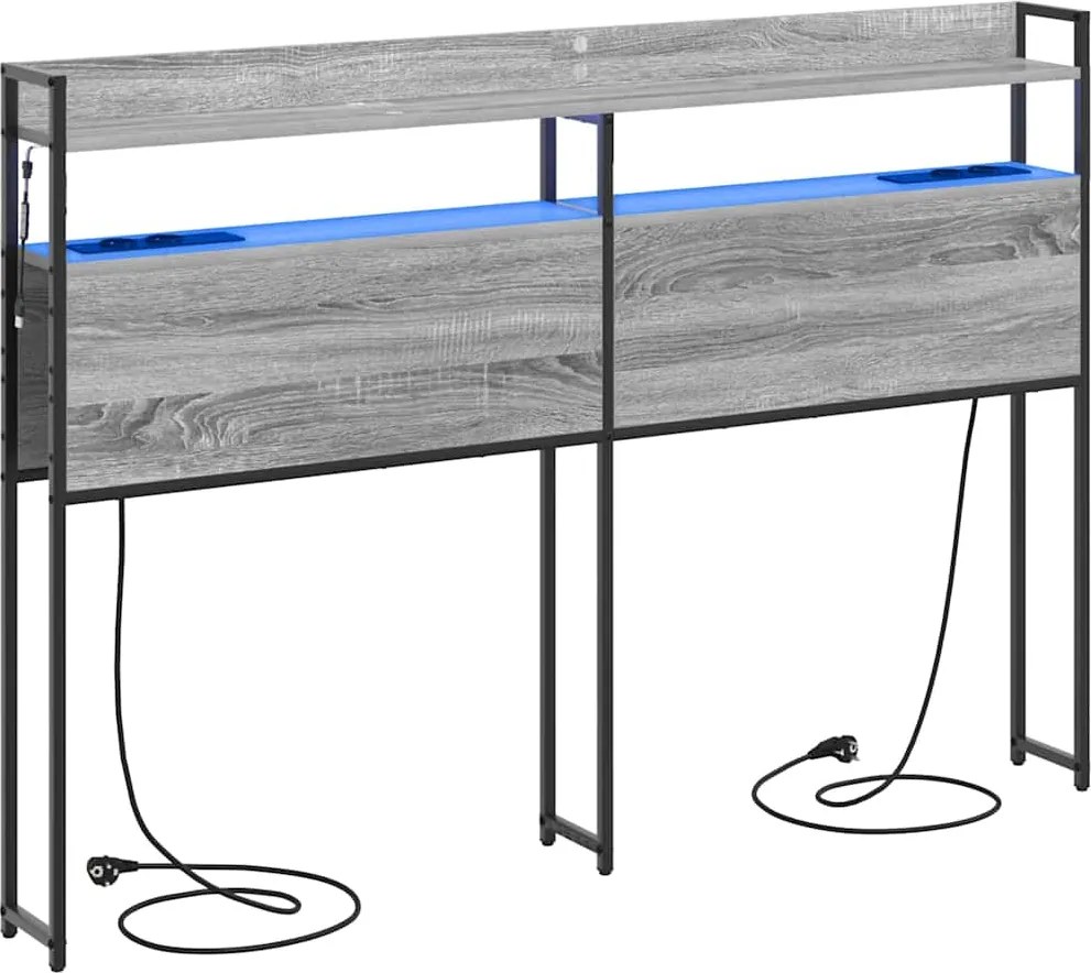 vidaXL Tăblie de depozitare cu raft sonoma gri 140,5 x 15 x 98 cm